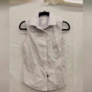 Brooks Brothers Gray Striped Button Down Sleeveless Shirt